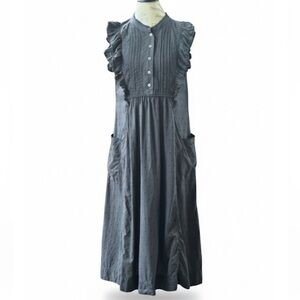 Wrap London Gray Broderie Anglaise Sleeveless Cotton Dress Size 8 EUC!